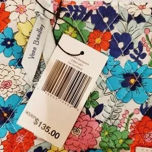 Vera Bradley Far Out Floral Essential Backpack Bookbag Blue Red New Cotton Vera Bradley | Bags | Regular Size Essential Backpack Vera  main image 4